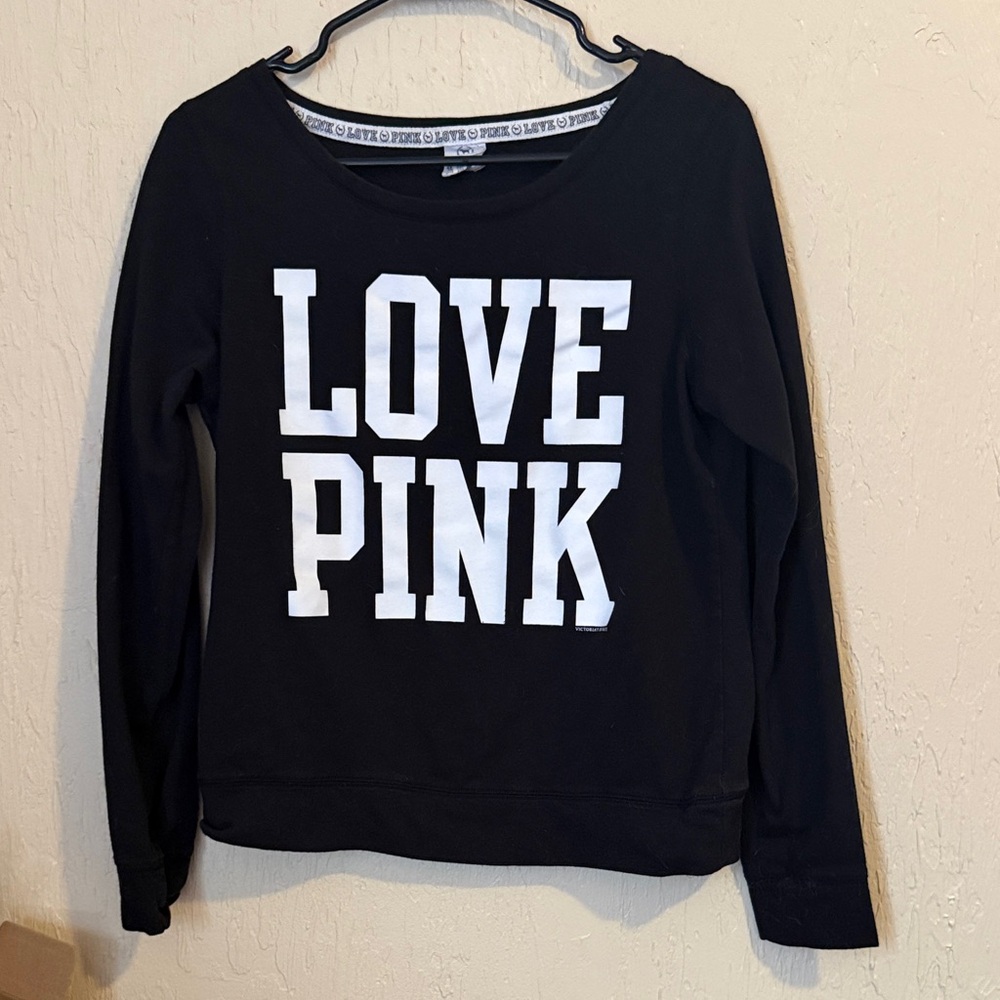 Victoria's Secret Black Sweatshirt with White 'Love Pink'